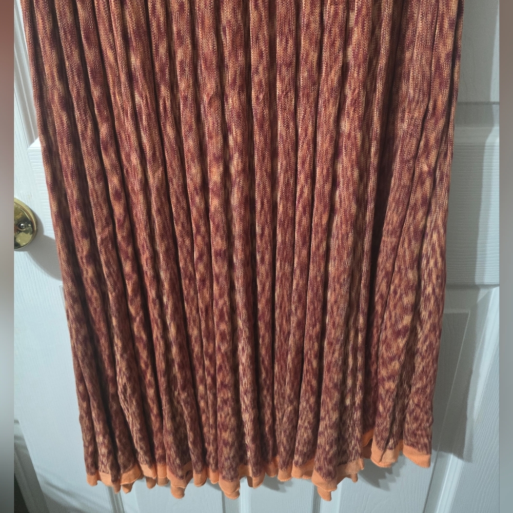 Free People Gold Coast Marbled Print Pleated Knit Boho Maxi Skirt, EUC! - Picture 4 of 10